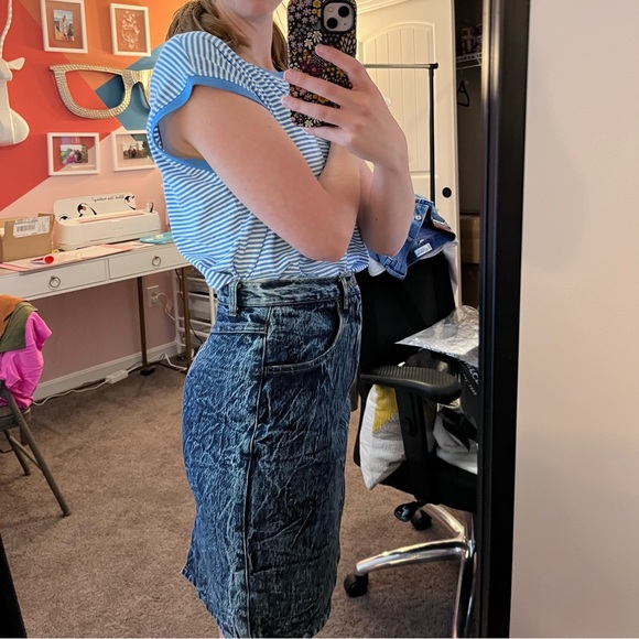 Vintage Denim Midi Skirt - Picture 2 of 6